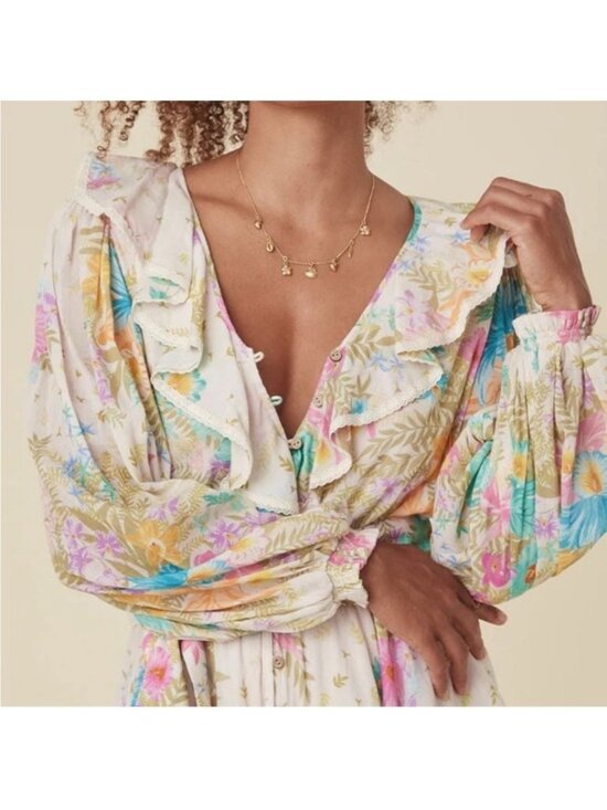 Spell Dresses & Skirts - SPELL Women's Lei Lei Frill Lightweight Floral Mini Dress Bohemian